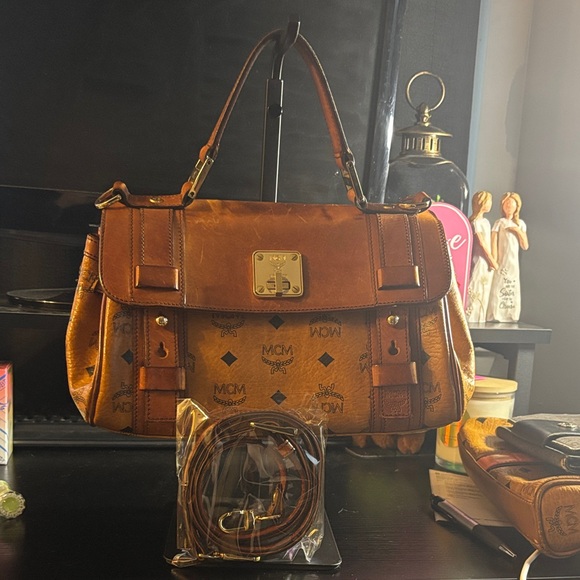 MCM vintage made in Germany Cognac Leather 2 wayBag